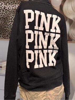 PINK Victoria's Secret Y2K Black quarter zip sweatshirt